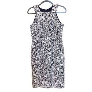 NWT ADRIANNA PAPELL Navy & White Sheath Dress Nautical Size 8